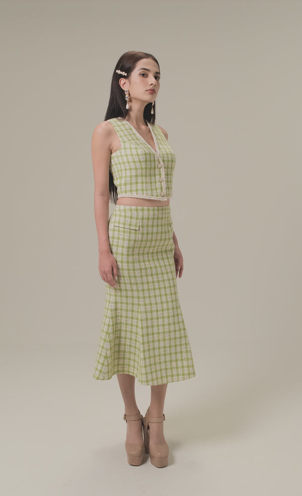 
            
                Load and play video in Gallery viewer, OLIVE GINGHAM MERMAID SKIRT
            
        