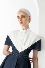 DENIM MINI BOW DRESS