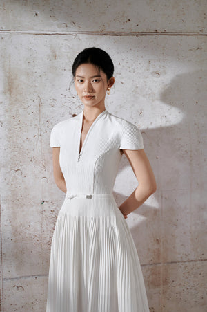 Pleated Dress - White