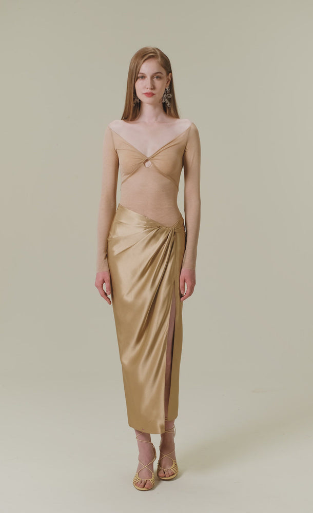 
            
                Load and play video in Gallery viewer, Drapped Bronze Midi Skirt
            
        