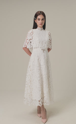 
            
                Load and play video in Gallery viewer, WHITE LACE CAPE DRESS
            
        