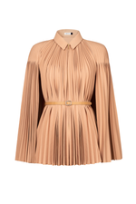 CAMEL PLEATED CAPE JACKET