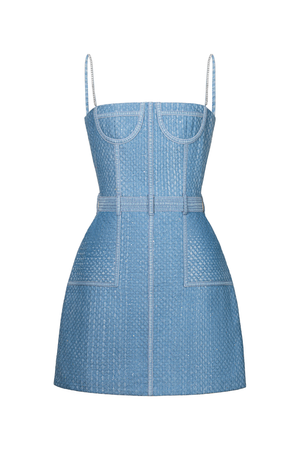 DENIM BEADED MINI DRESS