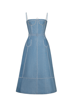 DENIM BEADED MIDI DRESS