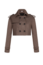 RELAXED CROP TRENCH COAT - COOKIE