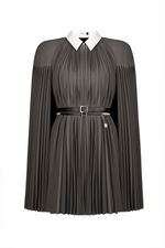 GREY PLEATED CAPE