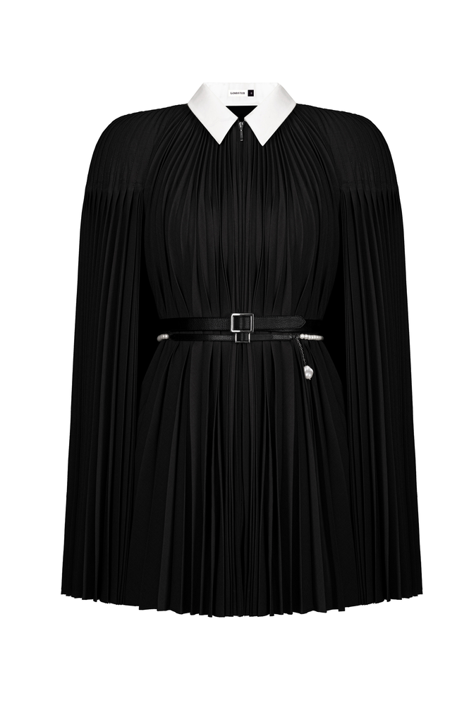 
            
                Load image into Gallery viewer, BLACK PLEATED CAPE
            
        