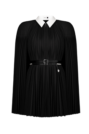 BLACK PLEATED CAPE