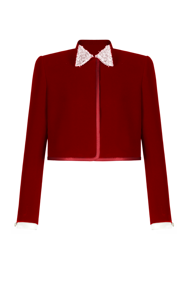 RED BEADED BOW JACKET